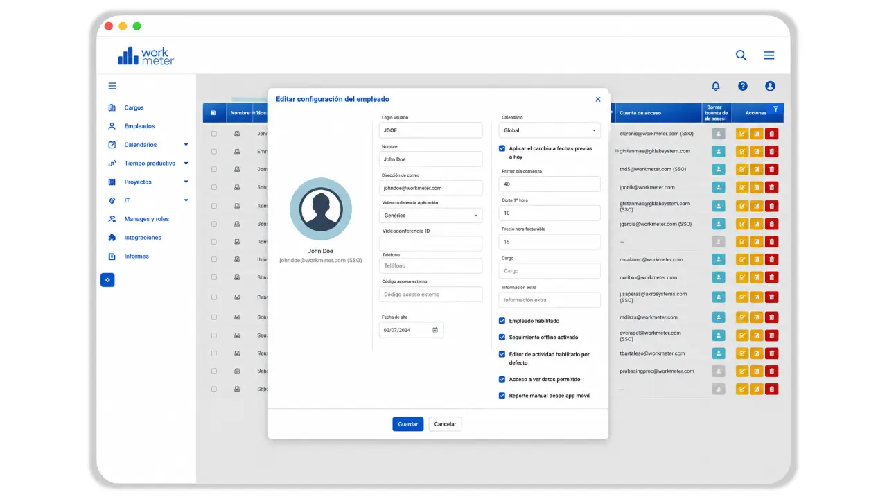 configuración coste empleado