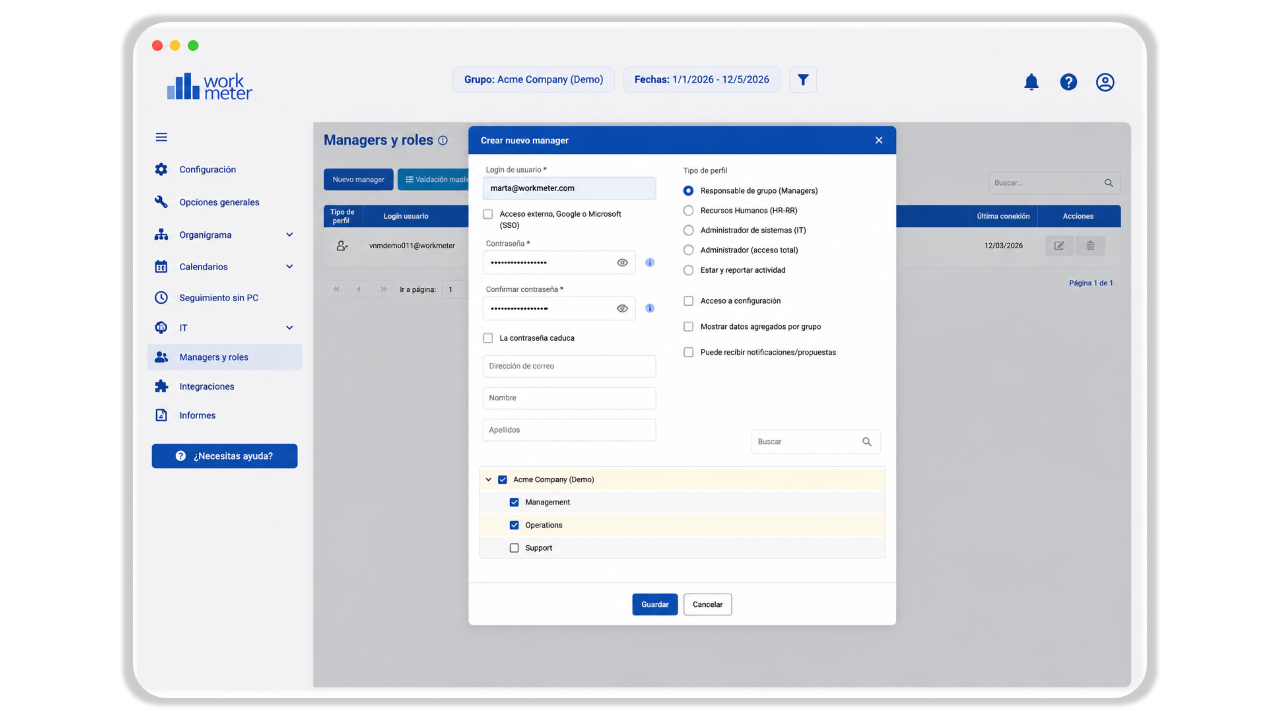 Configuración roles